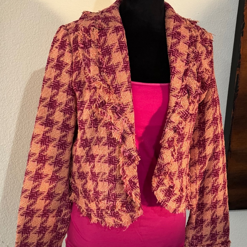 True Meaning Vintage Pink and Purple Blazer w/Frayed Edges - 6P
